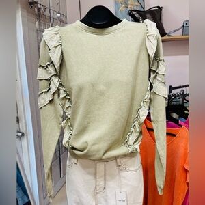 Ruffled Sage Green Women's Top - mittoshop